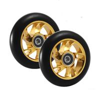 Violiica 120mm Scooter Wheels Replacement Pack of 2 for Kick and Pro Scooters Black with ABEC-9 Bearings PU Aluminium Core Silent Shock Absorbing (Gold)