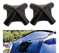 Violiica 2 Pack Tent Top Four-Way Connector 16mm Poles, Plastic Support Rod Joint Outdoor Shower Bathing Tent, Easy Install Black Fitting 101x101mm