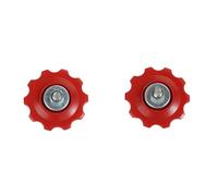 Violiica 2 Pcs For Bicycle 6/7/8 Speed Rear Derailleur Guide Wheels 10T/13T/15T for Improved Shifting Efficiency, Plastic Red