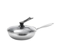 Violiica 32 cm Three-Layer Steel Wok with Lid, Induction and Open Flame Compatible for Versatile Home Cooking