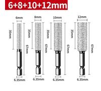Violiica 6mm, 8mm, 10mm, 12mm Vacuum Brazed Dry Diamond Drill Bits for Granite, Marble, Tile, Concrete and Glass, 4-Piece Set