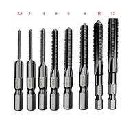 Violiica 8PCS HSS Hex Shank Metric Tap Drill Bit Set for M2.5 to M12 Threads, Straight Flute Design for Wood, Plastic, and Metal