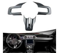 Violiica Carbon Fiber Steering Wheel Cover Trim for Ford For Mustang 2015-2019, 3-Piece ABS Interior Accessory, for 2015 2016 2017 2018 Models