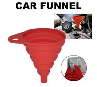 Violiica Collapsible Silicone Funnel For Car Oil Fuel Petrol and For Diesel Fluid Change and Fill Red Heat Resistant 20°C To 220°C
