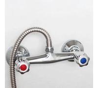 Violiica Double Switch Shower Mixer Valve, Brass Hot and Cold for Dual Control Wall Mounted Bath Faucet with G1/2 Outlet, Chrome Finish Bathroom, 150mm Hole Spacing
