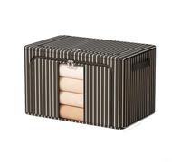 Violiica Foldable Storage Box With Steel Frame, Moisture-Resistant Oxford Cloth, Double Zipper for ACCESS And Transparent Front Window For Convenient Storage Solutions(100L Black stripes)