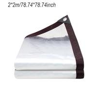 Violiica Heavy Duty PVC Waterproof Tarpaulin, Clear Transparent Cover with Rust- Grommets, 2x3m, Black and Red Border