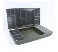 Violiica Large Fishing Tackle Box with Magnetic Closure, Multi-Compartment Organizer, Integrated Measuring Scale, Sturdy PP Material, for Hooks, Swivels and Tools, Army Green