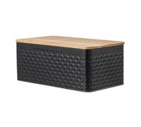 Violiica Metal Bread Box with Wooden Cutting Board Lid, Vintage Style Bread Storage Container for Kitchen Countertop