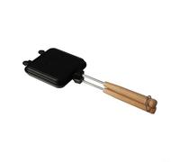 Violiica Non-Stick Cast Iron Sandwich Maker Pan Double Sided Waffle Iron for Outdoor Camping Breakfast Stove Top Cooking Easy Clean Black
