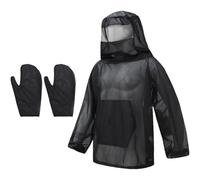 Violiica Outdoor Camping Bee-Proof Mesh Suit with Hood and Gloves for Protection Against Ticks, Wasps, and Bees, Lightweight and Breathable for Hiking, Fishing, Gardening - Khaki, M/L