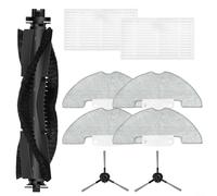 Violiica Replacement Main Side Brush Filter Mop Cloth Set for Cleanova for Vexilar for W7 W9 W11 W15 Robotic Vacuum Cleaner Accessories, Nylon Plastic Filter Paper Microfiber(A)