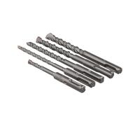 Violiica SDS Plus Masonry Drill Bit Set, 5-Piece Carbide Tipped Double Auger Hammer Bits for Concrete, Brick, and Stone, 6mm to 12mm Diameter, 160mm Length