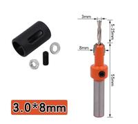 Violiica Self Tapping Screw Countersink Drill Bit with Adjustable Stop Collar for Woodworking, 8mm Round Shank, 2.8x8/3x8/3.2x8/3.5x8/4x8mm