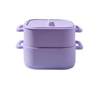 Violiica Silicone Steamer, Microwave & Oven Safe, Heat Resistant Handle, Cook Vegetables Fish Poultry, BPA, 22x17x14cm(Purple)