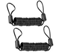 Violiica Spring Lock Coiled Wire Loop Link 1.2m Stretchable Reminder Rope for Cycling Accessories, Black, Built-in 304 Stainless Steel Wire, 8cm Contracted Length