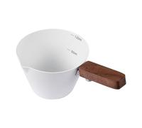 Violiica Stainless Steel Coffee Extraction Cup with Measurement Scale 120ml Capacity Espresso Measuring Cup with Wooden Handle for Bar and Kitchen