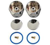 Violiica Stainless Steel Round Metal Tap Handle Head Chrome Plated, 4 x 3.5cm Pair for Kitchen and Bathroom Faucets