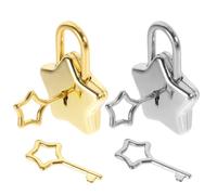 Violiica Vintage Star Shape Padlock Small Love Lock with 2 Zinc Alloy for Mini Security Lock Diary Backpack Suitcase Gold