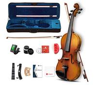 Violin 1/2 Full Size Set Acoustic Violin Fiddle Kit Professional Solid Wood Violin Spruce Top Matched Unique Maple Wood Pattern Premium Ebony Fitting Violin Starter Kit for Beginner kids, By Vangoa
