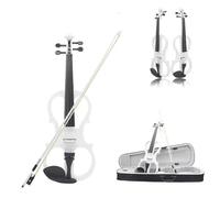 Violin 4/4 Electric Violin White Surface Maple Panel Ebony Tailpiece Stringed Instrument With Basic Accessories For Beginners