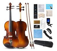 Violin 4/4 Full Set,Beginner Violin for Adults,Kids,Students,4/4 Violin with spruce,maple and ebony accessories,Full Size Violin with 13 pieces for Beginner Ages 11+,Professional Performers(Natural-B)