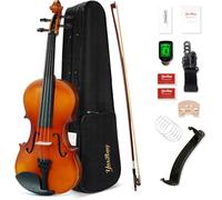 Violin 4/4 Full Size Kit for Adults Beginner, Violin Fiddle Set for Student with Rosewood Bow&Bridge,Extra Strings, Fingerboard Stickers, 2 rosinsShoulder Rest, Case(Plywood)