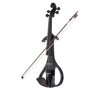 Violin 4/4 Solid Wood Silent Electric Violin Fiddle Maple Body Ebony Fingerboard Pegs Chin Rest Tailpiece (Color : Black)