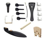Violin Accessories 4/4, Bridge Tuner Tailpiece Kit with Tail Gut End Button Chin Rest Screws Soundpost 15pcs Set for Fiddle Maintenance