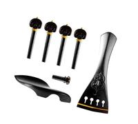 violin accessories 4/4 Violin Fiddle Carved Hill Style Engraved Yellow Fret Violin Tailpiece Ebony Wood Tailpiece