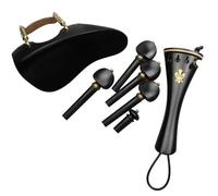 Violin Accessories Ebony Wood Violin Accessories Pegs/Tailpiece/Endpin/Chinrest With Clamp Cork Tail Gut Fine Tuner(Ebony 2)