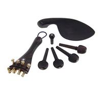 violin accessories for beginners 4/4 3/4 1/2 1/4 Black Ebony Tailpiece Chin Rest 4PCS Peg Endpin Fine Tuners For 4/4 Acoustic Electric Violin DIY Accessories SET Violin Parts (Color : 1/2)