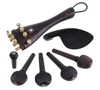 violin accessories for beginners 4/4 3/4 1/2 1/4 Black Ebony Tailpiece Chin Rest 4PCS Peg Endpin Fine Tuners For 4/4 Acoustic Electric Violin DIY Accessories SET Violin Parts (Color : 3/4)