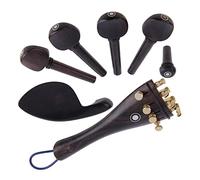 violin accessories for beginners A Natrual Ebony Wood 4/4 Violin Accessories Set Of 4PCS Pegs, Chinrest Chin Rest, End Pin,4PCS Fine Golden Tuners,Tail Gut Violin Parts