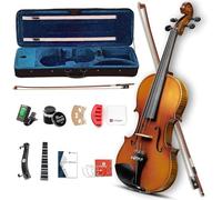 Violin Acoustic Violin Fiddle Kit Professional Solid Wood Violin Unique Maple Wood Pattern Premium Ebony Fitting Violin Starter Kit for Beginner Adults, By Vangoa