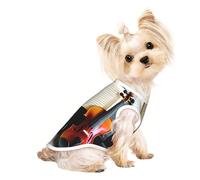 Violin And Book Print Pet T-Shirt, Sleeveless Pullover Vest For Small Puppy Kitten Indoor Outdoor Wear