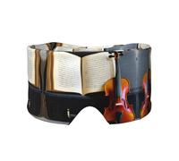Violin and Book Print Sleep Eye and Ear Muffs Mask - Adjustable Yoga Travel Headband, Keep Warm Shading Comfortable Aid
