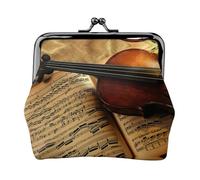 Violin and Book Printing Small Coin Purse, Lightweight Travel Wallet for Sightseeing Tours and Shopping Sprees