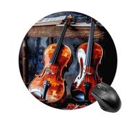 Violin and Cello Round Mouse Pad 7.8 Inch, Portable Gaming Mouse Mat with Non-Slip Rubber Base & Smooth Surface, Waterproof Mousepad for PC, Laptop, Computer, Office, Home