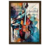 Artery8 Violin and Piano Classical Music Note Melody Concerto Abstract Modern Watercolour Painting Artwork Framed Wall Art Print A4