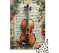 Violin Art 1000 Piece Precise Interlocking Classical Music Decor Jigsaw for Teens Digital Detox Travel Friendly Puzzle Stay at Home Fun Zero-gap Fit 38x26cm/1000pcs