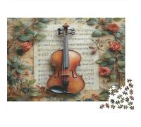 Violin Art-Classical Music Decor 1000 Pcs Sturdy Cardboard Jigsaw Puzzle Standard Family Group Concentration Training for Indoor Activity Great Gift Idea 52x38cm/1000pcs