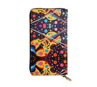 Violin Background Printed leather wallet, 7.5 x 4.1-inch long credit card holder, portable travel cash wallet