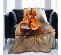 Violin Blanket 200 x 200 cm Retro Flannel Fluffy Fleece Blankets for Adults, Soft Lightweight Warm Throw Blanket for Bed Sofa and Couch A-2399