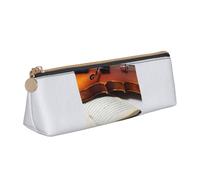 Violin Book Print Triangular Pencil Case Large-Capacity Stationery Organizer Commute Supplies Pouch