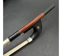 Violin Bow 1pcs Germany Style Profession Pernambuco Wood 3/4 Upright Double Bass Bow Silver Mound(White horsetail)