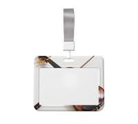 Violin Bow Cross Id Badge Holder with Lanyard-Horizontal Card Protector, Clear Abs Hard Shell for Work Office Events