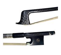 Violin Bow Instrument Accessories 4/4 3/4 1/2 1/4 Size Weave Carbon Fiber Violin Bow Braid Fiber Ebony Nickel Silver Fitted White Horsehair(1/4)