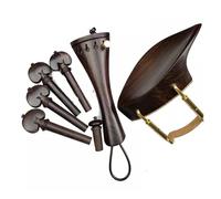Violin Chinrest 1 Set 4/4 Violin Shoulder Rest Ebony Accessories Fiddle Pegs+Chin +Tailpiece+Endpin+Finetuner+bracket(Color 6)