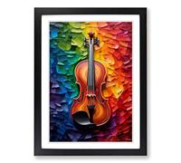 Violin Colour Field Framed Print | A2 Black Framed Wall Art | Ready to Hang | Modern Music Picture | Living Room Bedroom Lounge Office